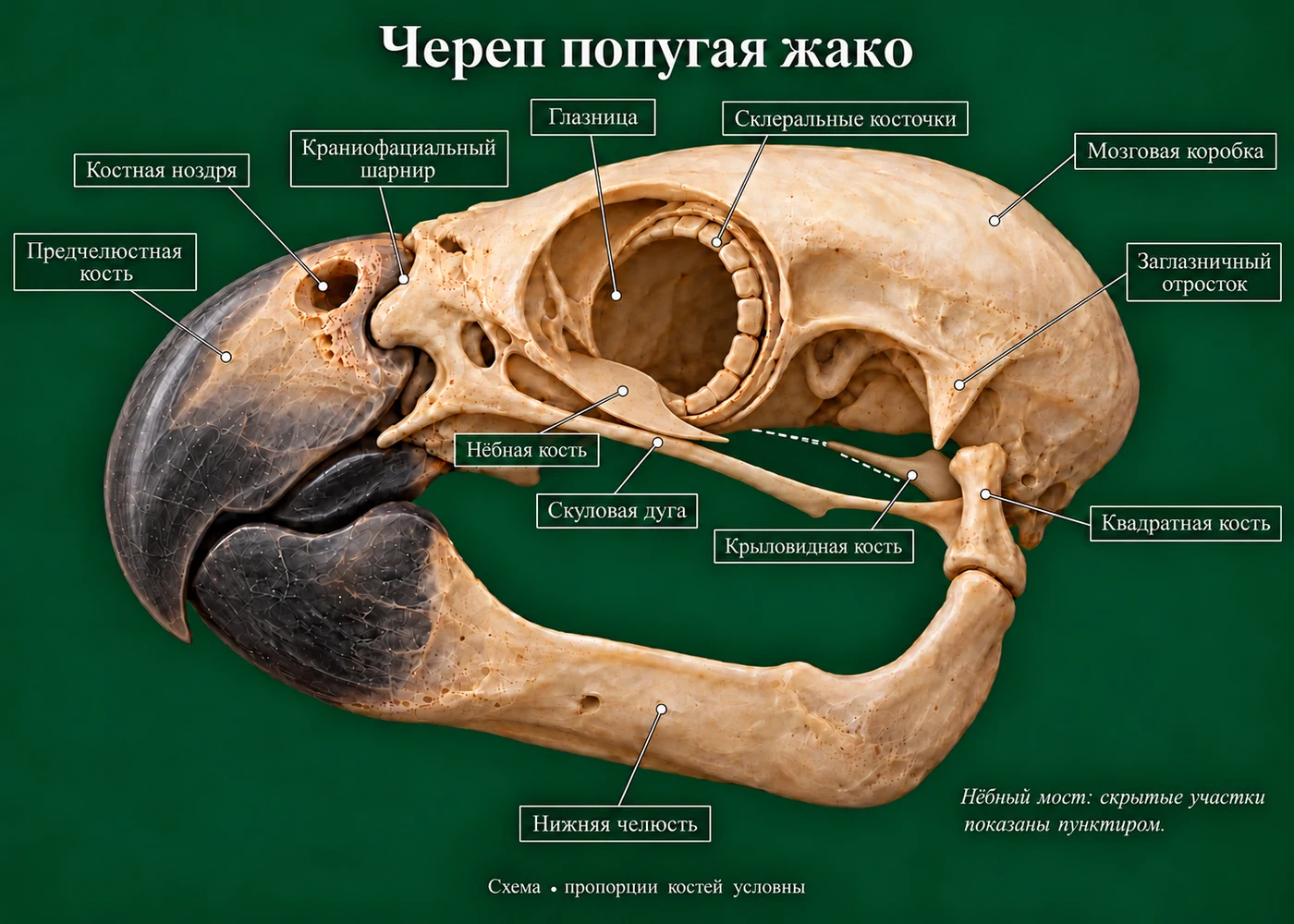 Череп попугая жако